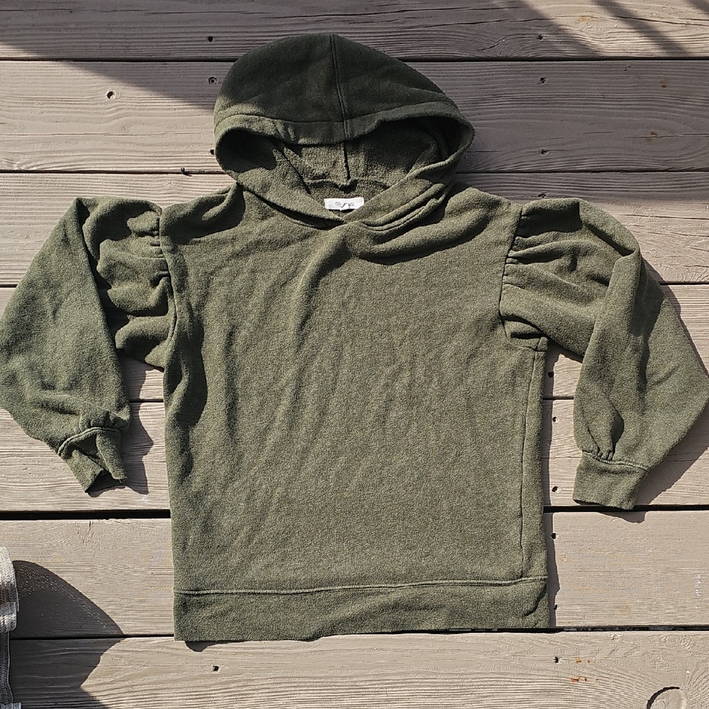 Madewell Green Puff Sleeve Hoodie Size XXS